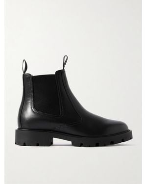 Celine Margaret Shearling-Lined Leather Chelsea Boots - Black