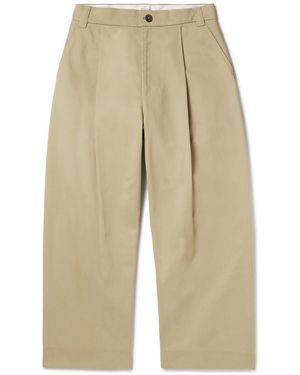 Studio Nicholson Sorte Wide-Leg Pleated Cotton-Twill Pants - Natural