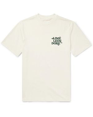 Aimé Leon Dore Logo-flocked Cotton-jersey T-shirt - Natural