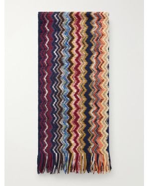Missoni Striped Crochet-Knit Wool Scarf - Multicolour