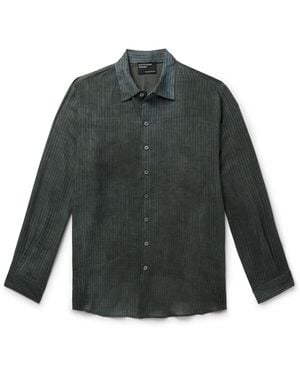 Enfants Riches Deprimes Hamptons Distressed Striped Cotton Shirt - Green
