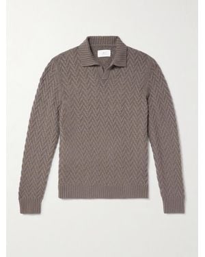 MR P. Wool And Cashmere-Blend Jacquard Polo Shirt - Grey