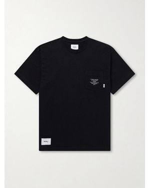 WTAPS Logo-Appliquéd Printed Cotton-Jersey T-Shirt - Black