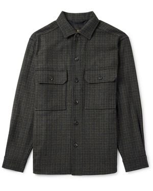 Loro Piana Ambrose Checked Cashmere And Mohair-blend Overshirt - Black