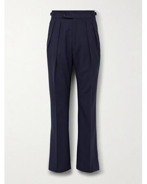 Richard James Hepworth Slim-Fit Pleated Wool-Crepe Suit Trousers - Blue