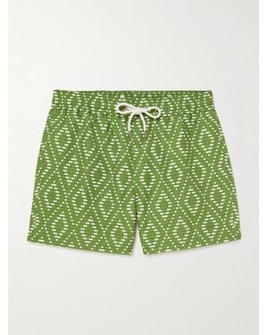 Frescobol Carioca Rio Straight-Leg Mid-Length Printed Recycled Swim Shorts - Green