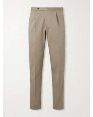 De Petrillo Straight-Leg Cotton-Blend Twill Trousers - Natural