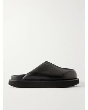Rick Owens Padded Leather Platform Mules - Black