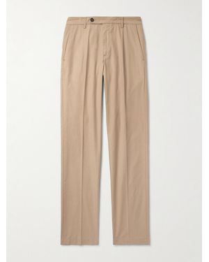Massimo Alba Slim-Fit Straight-Leg Pleated Cotton Trousers - Natural