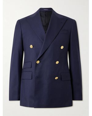 Ralph Lauren Gregory Double-Breasted Wool-Serge Blazer - Blue
