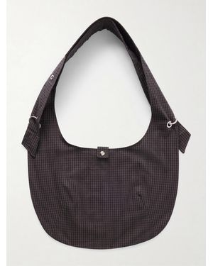 mfpen Eyelet Checked Cotton And Linen-Blend Canvas Shoulder Bag - Black