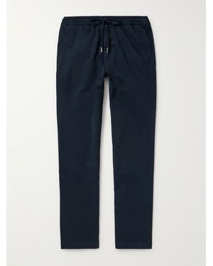 MR P. Straight-Leg Cotton-Blend Twill Drawstring Trousers - Blue