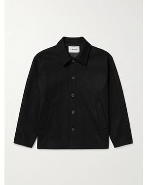 FRAME Wool-Felt Overshirt - Black