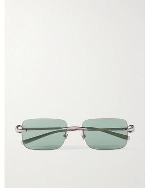 Gucci Rimless Rectangular-Frame-Tone Sunglasses - Green