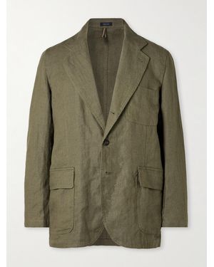 Drake's Mk. I Antique Games Unstructured Linen Blazer - Green