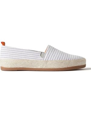 Mulo Striped Linen Espadrilles - White