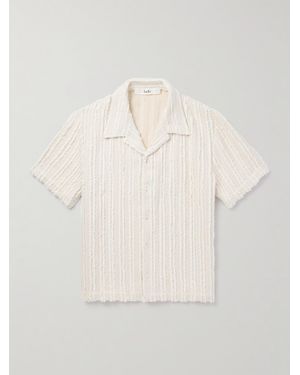 Séfr Noam Convertible-Collar Striped Bouclé Shirt - Natural