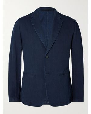 Theory Clinton Cotton And Linen-Blend Blazer - Blue