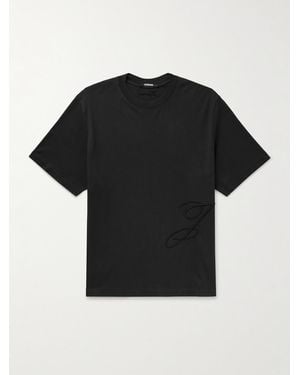 Jacquemus Logo-Embroidered Cotton-Jersey T-Shirt - Black
