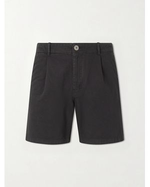MR P. Wide-Leg Pleated Cotton-Canvas Shorts - Grey