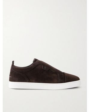 Christian Louboutin St Louis Suede Slip-On Sneakers - Brown