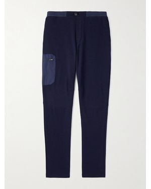 Sease Straight-Leg Shell-Trimmed Wool-Blend Drawstring Trousers - Blue