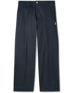 Human Made Wide-Leg Pleated Cotton-Twill Pants - Blue