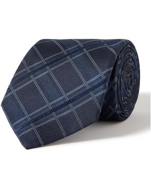 MR P. 8Cm Checked Silk Tie - Blue