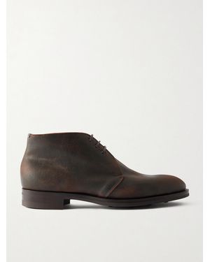 Edward Green Lanark Waxed-suede Desert Boots - Brown