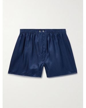 Derek Rose Woburn 8 Striped Silk-Satin Boxer Shorts - Blu
