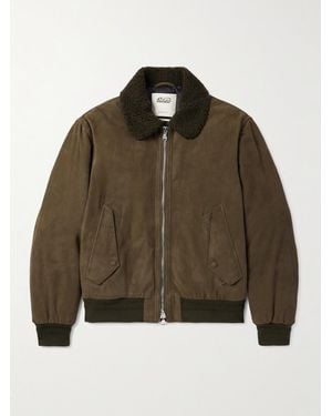Valstar Cudden Shearling-Trimmed Suede Down Aviator Jacket - Brown