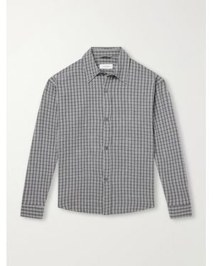 mfpen Vacation Checked Cotton And Wool-Blend Seersucker Shirt - Grey