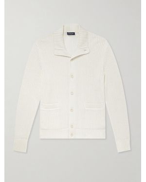 Frescobol Carioca Claudio Ribbed Cotton And Cashmere-Blend Cardigan - Natural
