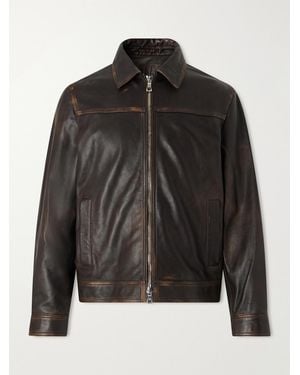 MR P. Distressed Leather Jacket - Schwarz