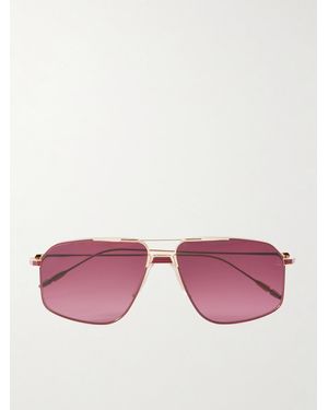 Jacques Marie Mage Jagger Pilotensonnenbrille aus goldfarbenem Beta-Titan - Pink