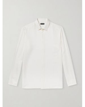 Tom Ford Perforated Silk-twill Shirt - White