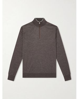 Peter Millar Excursionist Merino Wool-blend Half-zip Jumper - Grey