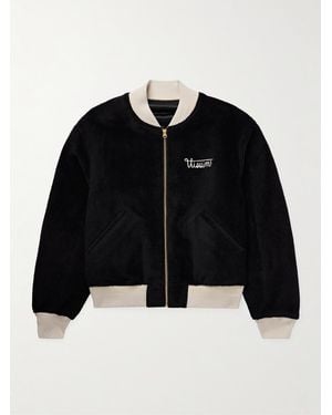 Visvim Reversible Embroidered Wool-Fleece And Silk-Satin Bomber Jacket - Black