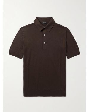 ZEGNA Slim-Fit Cotton Polo Shirt - Brown