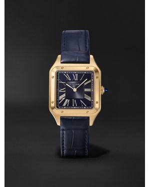 Cartier Santos-Dumont Large 43.5Mm 18-Karat And Alligator Watch, Ref. No. Wgsa0115 - Blue