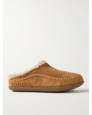 Sorel Lanner Ridge Faux Shearling-Lined Suede Slippers - Brown