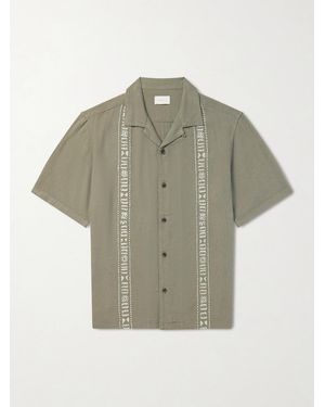 Aimé Leon Dore Embroidered Linen-Blend Shirt - Gray