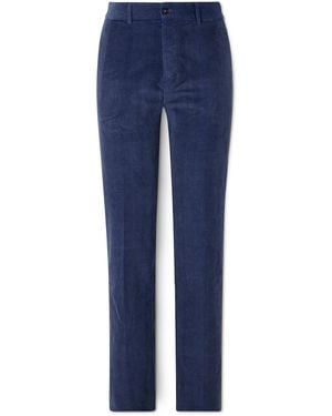 Massimo Alba Mauko Straight-Leg Prince Of Wales Checked Cotton-Blend Corduroy Suit Pants - Blue