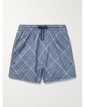 Burberry Slim-Fit Short-Length Checked Swim Shorts - Blue