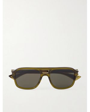 Saint Laurent Aviator-Style-Tone And Acetate Sunglasses - Green