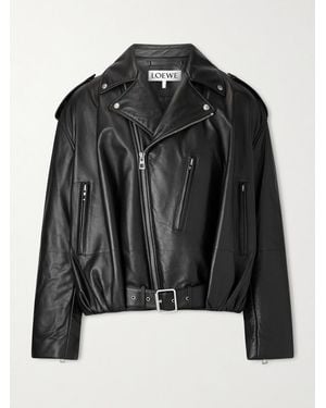 Loewe Belted Padded Leather Jacket - Black