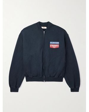 CHERRY LA Patchwork Logo-appliquéd Cotton-jersey Zip-up Sweatshirt - Blue