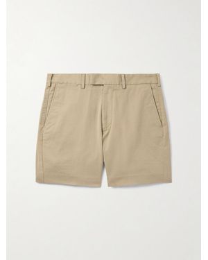 Tom Ford Straight-Leg Pleated Stretch-Cotton Twill Shorts - Natural