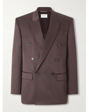 Saint Laurent Double-breasted Silk Blazer - Brown