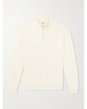 AURALEE Cotton Half-Zip Sweatshirt - Natural